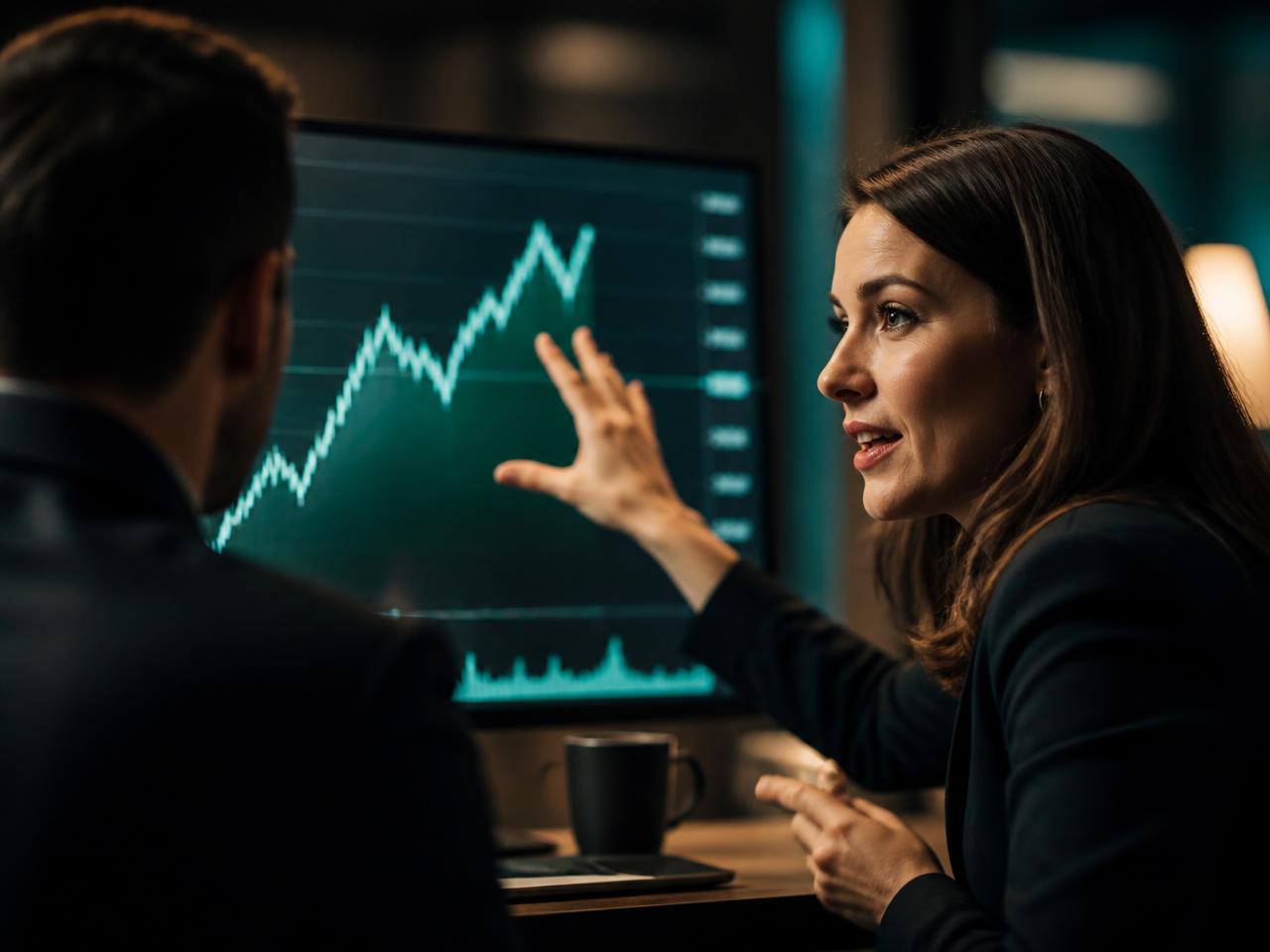 Especialista explicando a carteira de investimentos para um cliente